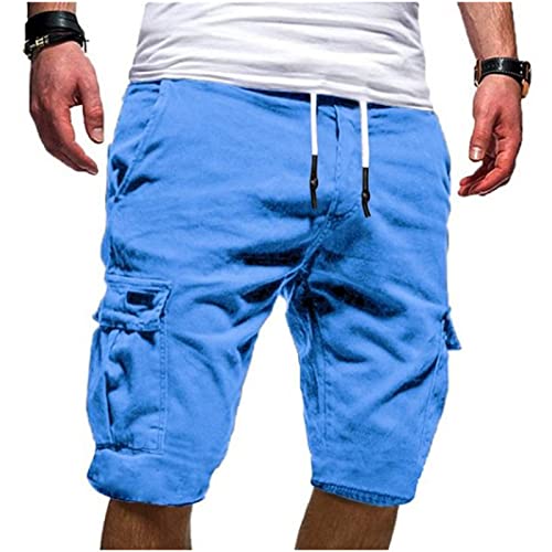 EMATOP Cargo Shorts Herren Regulär Fit Sporthose Lässig Lose Sommerhose Vintage Kurze Hosen Einfarbig Baumwolle Cargohose mit Taschen Freizeithose Weich Bequem Laufshorts Sommer Bermuda Short von EMATOP