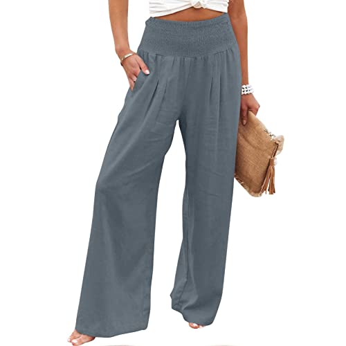 EMATOP Leinenhose Damen Sommer Leichte Weite Hose Lange Boho Sommerhose Hohe Taille Elegant Stoffhose Casual Einfarbig Freizeithose Baumwolle Leinen Palazzo Hosen mit Taschen Sporthose Frauen EMATOP Leinenhose Damen Sommer Leichte Weite Hose Lange Boho Sommerhose Hohe Taille Elegant Stoffhose Casual Einfarbig Freizeithose Baumwolle Leinen Palazzo Hosen mit Taschen Sporthose Frauen von EMATOP