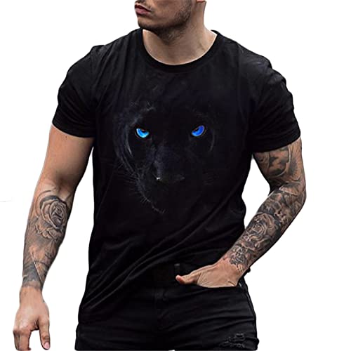 EMATOP T Shirt Herren Sommer Sport Oberteile Casual Rundhals Tunika Tops Vintage Basic Kurzarm Tee Shirts Lustig Neuartiger Druck Sporthemd Schnell Trocknende Sportshirt Regular Fit Laufshirt von EMATOP