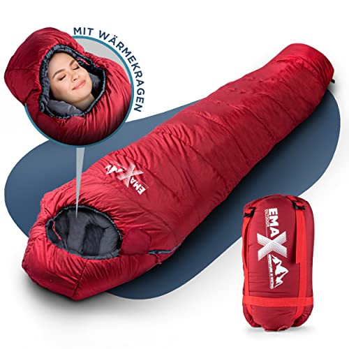 EMAX | Mumienschlafsack – 230cm, Winter -10° C - Kompakter Schlafsack Outdoor für Camping, Wandern und Bergsteigen - Ultraleichter, kleines Packmaß - Praktische Gadgets von EMAX Outdoor ADVENTURE IS WAITING
