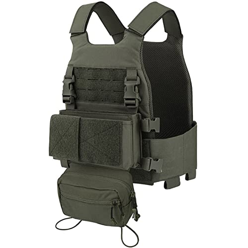 Taktische Plattenträger mit Bauchtasche, Leichter Taktische Plate Carrier Molle Schutzweste mit Magazintaschen Plattenträger Bauchtasche aus 500D Nylon für Softair Jagen Klettern von TWINFALCONS