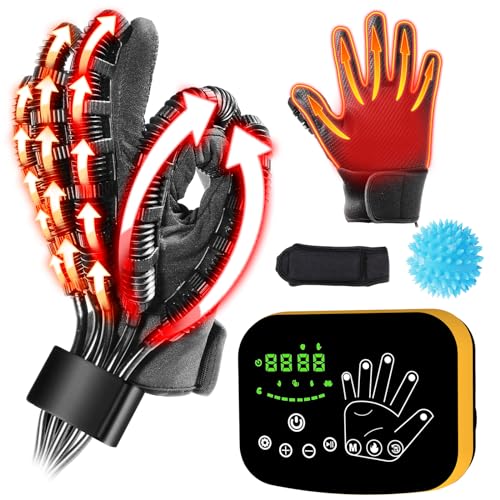 EMFOCU Beheizte Reha-Handschuhe für Arthritis, Finger-Reha-Ausrüstung für Cerebralparese Erholung für Hände, Hemiplegie Finger Trainer Roboterhandschuhe für Flexion und Extension. von EMFOCU