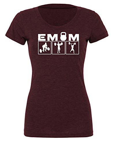 EMOM Clean&Jerk Tri-Blend lockeres Fitness Shirt für Damen (Charcoal-Schwarz, Rotbraun oder Navy Größe: S-XL) (Charcoal-Schwarz, M) von EMOM Fitness