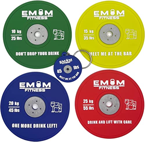 EMOM Fitness - Barbell Untersetzer aus PVC - 4er Set oder Einzeln - Blau/Rot/Grün/Gelb (ROT) von EMOM Fitness