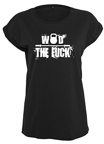 EMOM Fitness WOD The Fuck lockeres Rundhals T-Shirt für Damen (Schwarz, Dunkelgrau oder Hellgrau in Größe:XS,S,M,L oder XL) (Schwarz, M) von EMOM Fitness