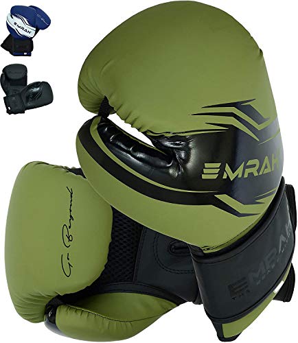 EMRAH Boxhandschuhe für das Training von Matte Hide Lederhandschuhen (mattgrün, 12 oz) von EMRAH