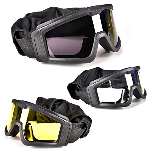 EMSECKO Airsoft-Brille mit 3 Anti-Beschlag-Gläsern, militärische taktische Schießbrille für Motorrad, Radfahren, Paintball, Jagd von EMSECKO