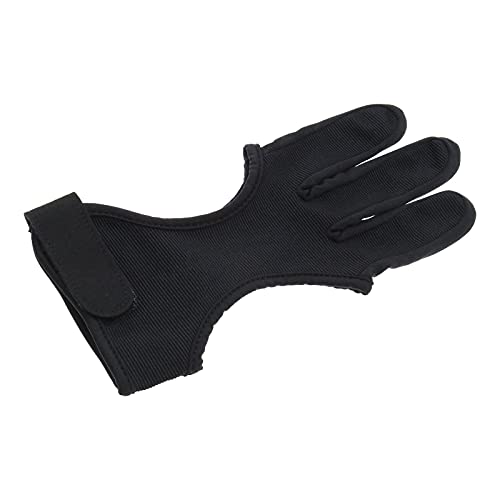 EMSea L/XL Bogenschießen-Handschuh, 3 Finger, Schießen, Jagd, Lederhandschuhe, verstellbar, rutschfest, Schwarz von EMSea