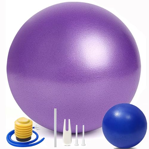 EMYSSA 45,7 cm Yoga-Ball für Gymnastikball mit 22,9 cm großem Pilatesball und Schnellpumpe, Geburtsball für Schwangerschaft, Trainingsball für Workout-Ball, bruchsicherer und rutschfester von EMYSSA