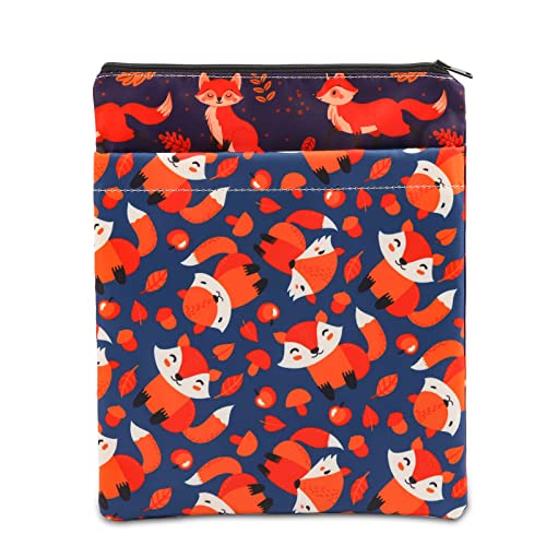 Buchhülle für Buchliebhaber, mit Reißverschluss, niedliches Fuchs-Geschenk für Fuchsliebhaber, Buchtasche, Taschenbücher, Fox Bsleeve, Neu von ENSIANTH