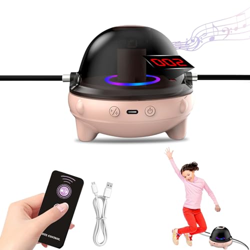 Automatische Seilspringmaschine Elektronische Springseil Bluetooth Fernbedienung Springseilmaschine 1-10 Geschwindigkeitsstufe mit LED-Anzeigezähler, für Frauen/Männer/Kinder (Rosa) von EPROICKS