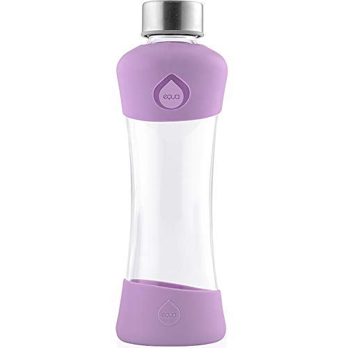 EQUA Active Plum Trinkflasche 0,5L - Glasflasche 550 ml mit Silikonhülle - Wasserflasche aus Borosilikatglas - Sportflasche Glas - Designflasche von EQUA