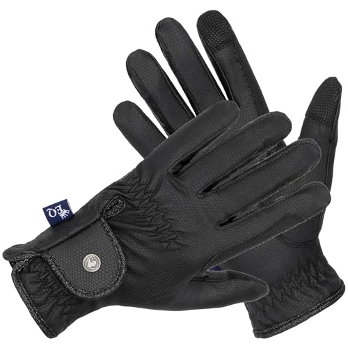 EQUESTRIAN QUEEN Winter Reithandschuhe Damen – Thermo gefüttert, wasserdicht, mit Grip – Warme Winterhandschuhe zum Reiten (Schwarz, S) von EQUESTRIAN QUEEN