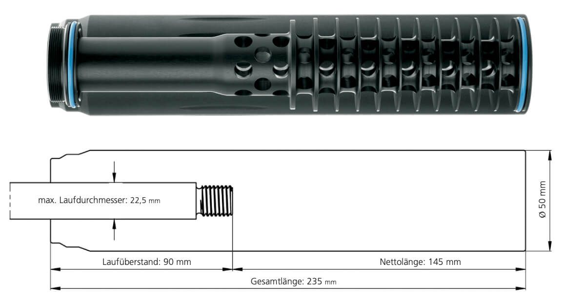 ERA-Silencer SOB1 Schalldämpfer 5,7mm  (.224) 1/2"-28 UNEF von ERA TAC