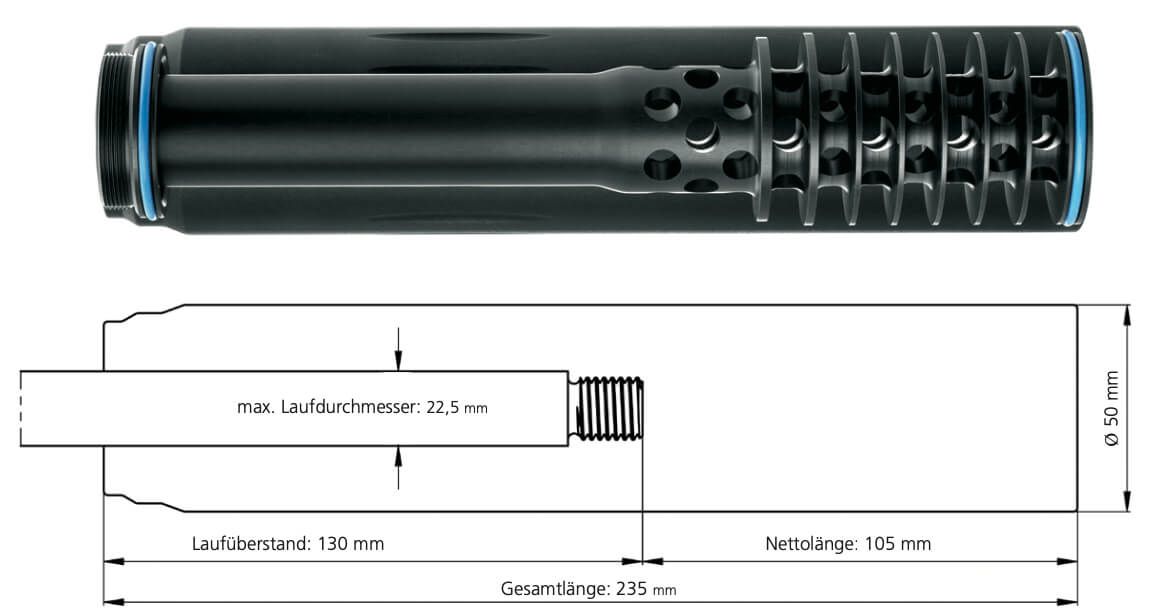 ERA-Silencer SOB2 Schalldämpfer 6,5mm (.256) M16X1 von ERA TAC