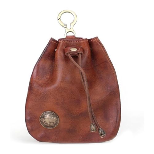 Handmade Cowhide Retro Storage Bag, Retro Coin Purse Handmade Leather Wallet, Portable Retro Handmade Key Pouch, Simple Handmade Bag for Women (Color : Brown, Size : 1 Size) von ERICAT