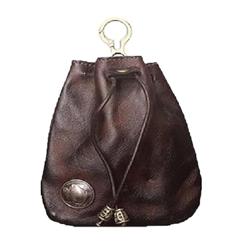 Handmade Cowhide Retro Storage Bag, Retro Coin Purse Handmade Leather Wallet, Portable Retro Handmade Key Pouch, Simple Handmade Bag for Women (Color : Coffee, Size : 1 Size) von ERICAT