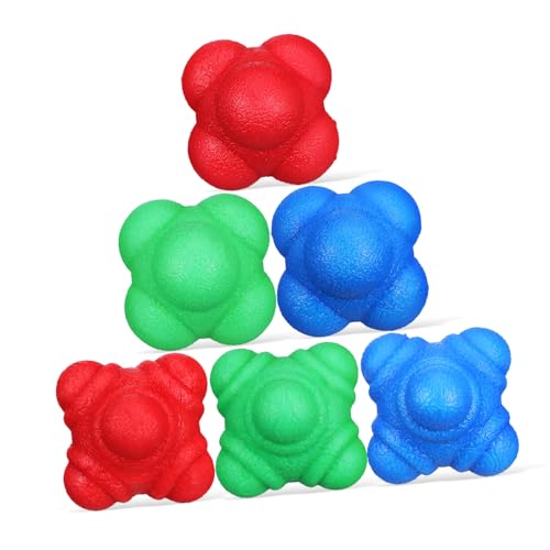 ERINGOGO 6 Stück Teiliges Hexagonal Reaction Ball Vielseitiger Fitness Agility trainingsball Strapazierfähiger Reflex Workout Ball zur Verbesserung von Hand Auge koordination Geeignet für von ERINGOGO