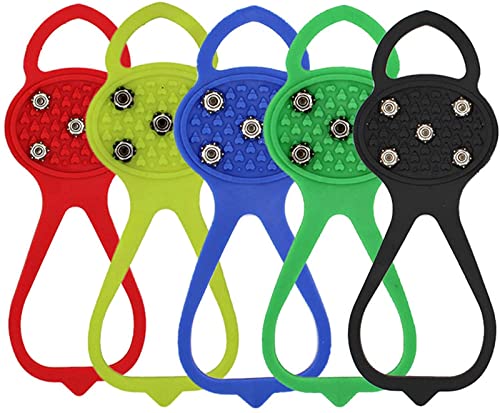 Universal Non-Slip Gripper Spikes, Ice Cleats Crampons with 5 Anti Slip Studs Non-Slip Ice Grips Traction Grippers,Suitable for All Type of Shoes,Hiking on Ice Snow Ground Women Men (5 Colors) von ERISAMO