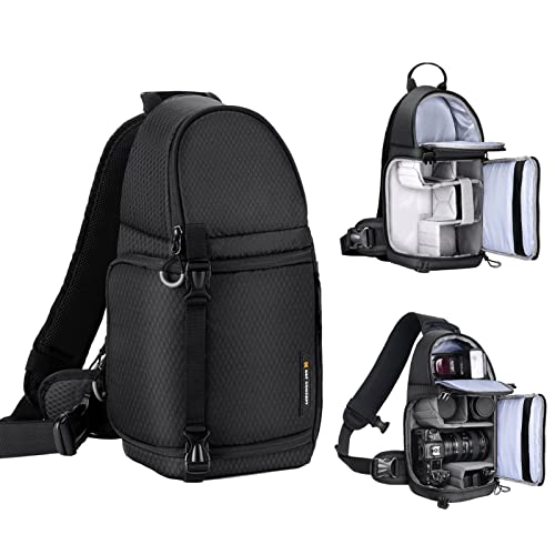 ERYUE Camera Bag,Camera Sling Bag Stoßfeste Kameratasche 10L Kapazität Kuriertasche für DSLR/SLR/Spiegellose Kameratasche mit herausnehmbaren Trennwänden von ERYUE