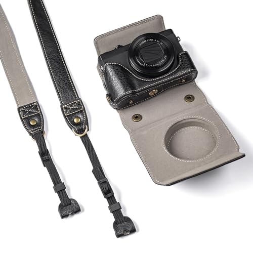 ERYUE G7X3-Gehäuse,Schutzhülle für Digitalkameras, Kamera-Aufbewahrungstasche aus PU-Leder mit abnehmbarem Schultergurt, kompatibel mit G7X2/G7X3 von ERYUE