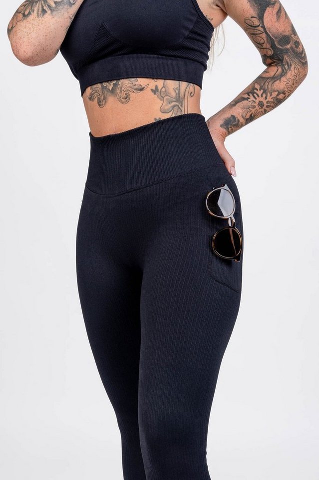 ESMINA Seamless Leggings Performance ripped 2 Handytaschen, Shapingeffekt, Sporthose, High Waist, gerippte Optik von ESMINA