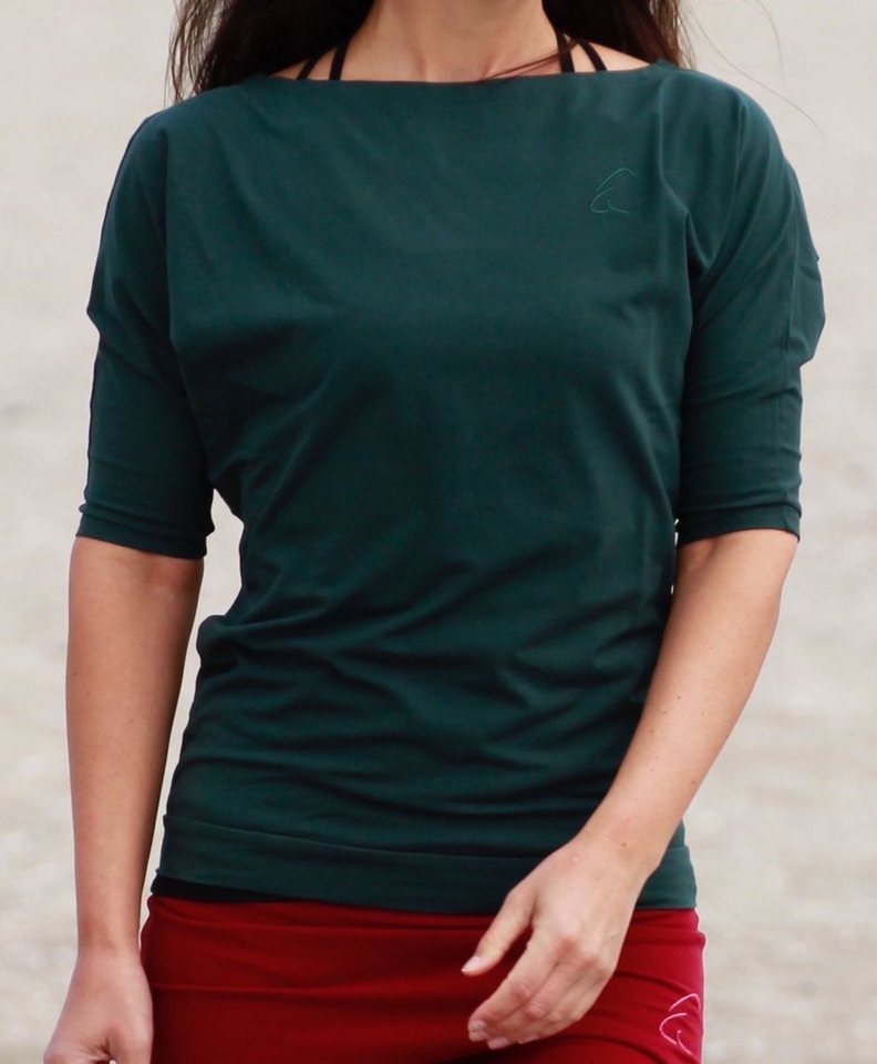 ESPARTO Yogashirt Halbarmshirt Sadaa in Bio-Baumwolle Wohlfühlshirt mit breitem Schulterausschnitt (U-Boot-Ausschnitt) von ESPARTO