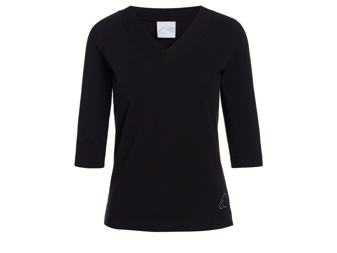 ESPARTO Yogatop Damen-Shirt Sundar in Bio-Baumwolle lang geschnitten und leicht geschlitzt, 2/3 Ärmel, V-Ausschnitt von ESPARTO
