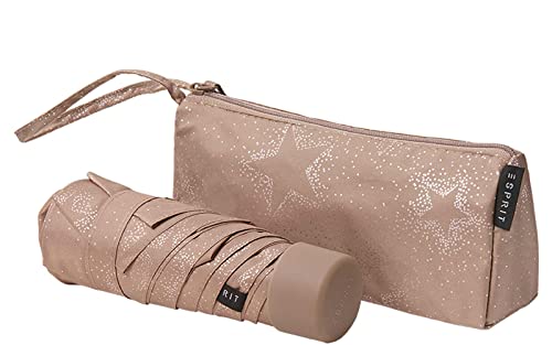 Esprit Super Mini Taschenschirm Ultra Mini Pouch Starburst - Taupe Gray metallic von ESPRIT