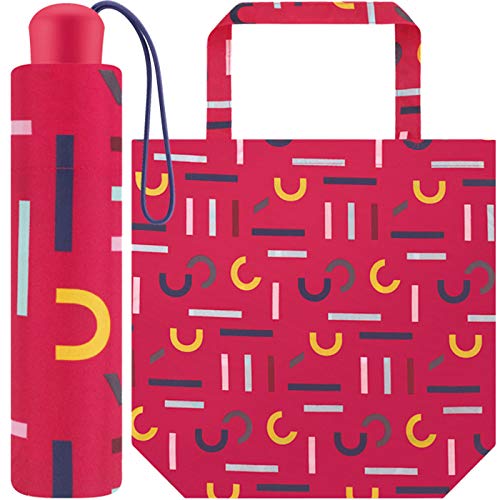 Esprit Taschenschirm Super Mini mit Shopper Bag - pink von ESPRIT