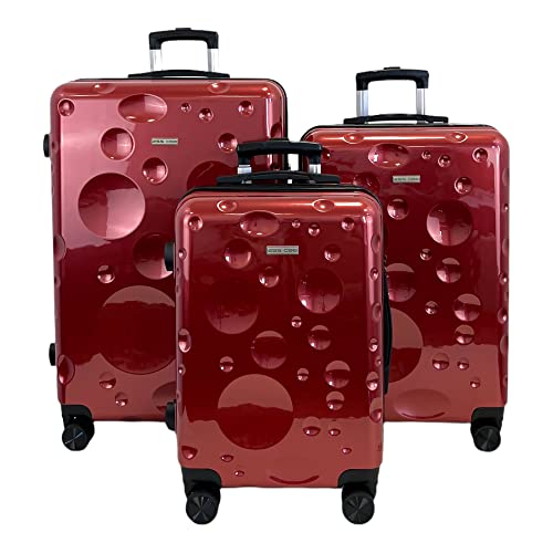 ESS COO - Koffer Kabinen/mittel/groß/Hartschale, 4 Lenkrollen mit integriertem TSA-Schloss, weinrot, Set de 3, Hartschalenkoffer von ESS COO