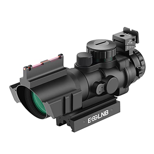 ESSLNB Zielfernrohr 4x32mm Airsoft Red Dot Visier Leuchtpunktvisier mit Fiberoptik und 11mm/22mm Montage für Luftgewehr Jagd Softair und Armbrust von ESSLNB