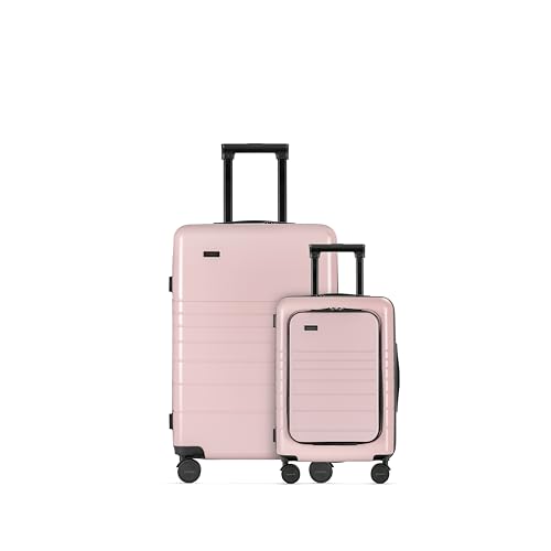 ETERNITIVE - Hartschalenkoffer Set - Klein und Groß | Rollkoffer aus Polycarbonat & ABS | Größe: 54 & 74 cm | Reisekoffer mit Rollen 360° und TSA-Schloss | Koffer Handgepäck 33L & 98L | Rosa von ETERNITIVE