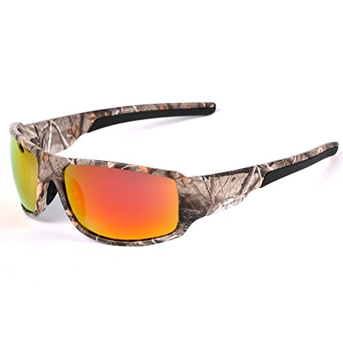 ETbotu Outdoor Sport Sonnenbrille mit Camouflage-Rahmen Polaroid Brille für Herren Angeln Jagd Bootfahren Rot Film Polarisation Camouflage von ETbotu