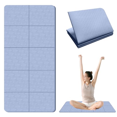 Yogamatte Faltbar FitnessMatte 183x61cm, EUBSWA 6mm Reise Yogamatte Rutschfest Pilates Gymnastikmatte Sportmatte (Blau) von EUBSWA