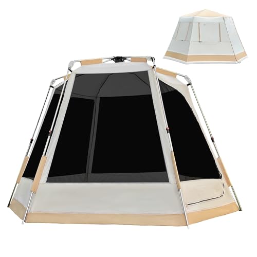 EULANT Wasserdicht Familienzelt (2-4 Mann) mit Automatisches Quick Up System,2-Lagen Sonnenbeständig Hexagon Camping Zelt,Verdunkelungsrahmen-Zelt,3.3x3.3x2m von EULANT