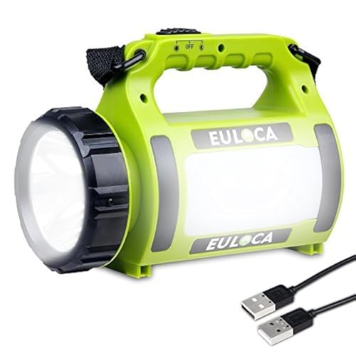EULOCA LED Handscheinwerfer, Wiederaufladbare CREE Akku Handlampe mit 2600mAh Powerbank Camping Laterne, Dimmbare Taschenlampe inkl 5Lichtmodi, USB-Kabel für Notfall Camping usw EULOCA LED Handscheinwerfer, Wiederaufladbare CREE Akku Handlampe mit 2600mAh Powerbank Camping Laterne, Dimmbare Taschenlampe inkl 5Lichtmodi, USB-Kabel für Notfall Camping usw von EULOCA