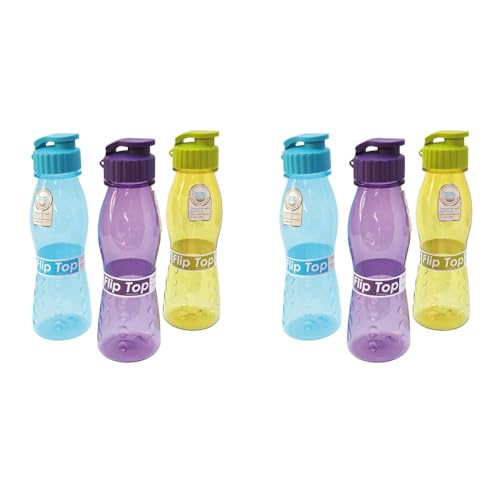 EURO MARKETING MANUFACTURING borraccia Con Chiusura rapida FLIP TOP Kunststoff Trinkflasche mit Schnellverschluss, durchsichtig, Einheitsgröße (Packung mit 2) von EURO MARKETING MANUFACTURING