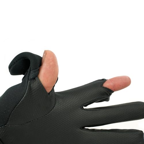 Eurocatch Outdoor - Neopren-Handschuh - Schwarz -Größe S - Mit zu öffnender Fingerspitze und Daumen von EUROCATCH