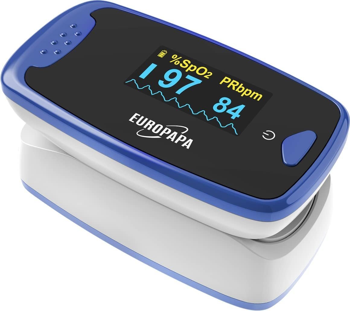 EUROPAPA Pulsoximeter Pulsoximeter,Fingerpulsoximeter, Oximeter ideal zur schnellen Messung der Sauerstoffsättigung (SpO2), facher Pulsmesser für Erwachsene–OLED Anzeige von EUROPAPA