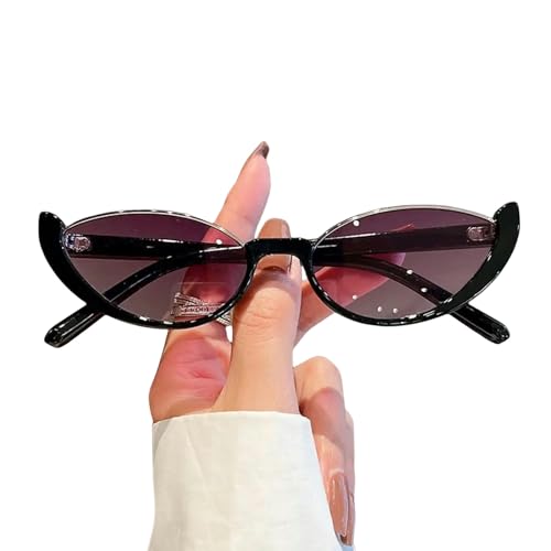 EUUDROBY Sonnenbrille Herren Vintage Kleine Sonnenbrille Für Frauen Trendige Halbrahmen Sonnenbrillen Modetöne Brille Sommer Sonnenbrille-a-Black-Purpur von EUUDROBY