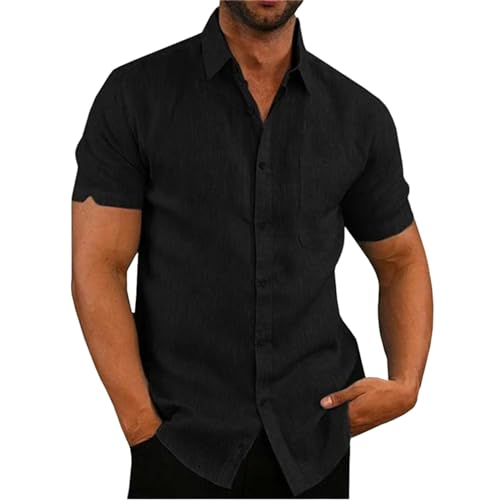EUUDROBY T-Shirt Kurzärärmel-Hemden Von Männern Sommer Turndown Hals Casual Beach Style Plus Size-Schwarz-XXL von EUUDROBY
