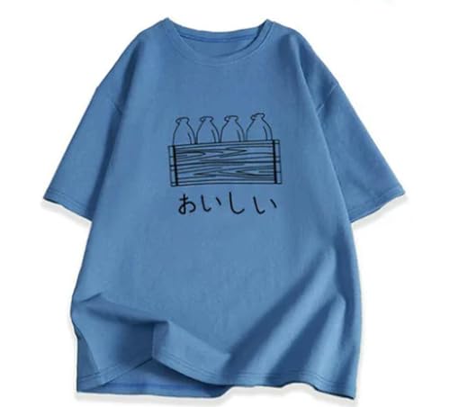 EUUDROBY T-Shirts für Damen 300 Pfund Extra Großes T-Shirt-Sommer-Sommer Loser Schlanker Kurzärmeliger Tops-Blau-XXL von EUUDROBY