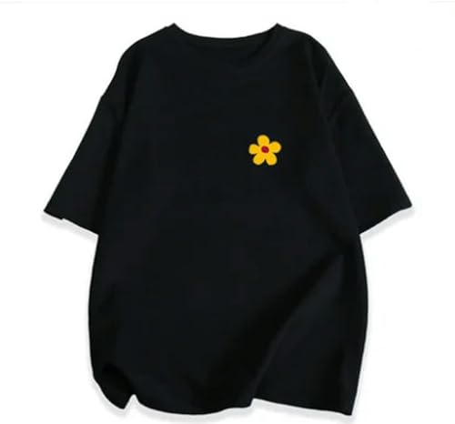 EUUDROBY T-Shirts für Damen Top-Halbe Ärmel 200 Kg Plusfett, Um Lose Baumwoll-T-Shirt-Frauen Kurzärmel Zu Erhöhen-Schwarz-5Xl von EUUDROBY