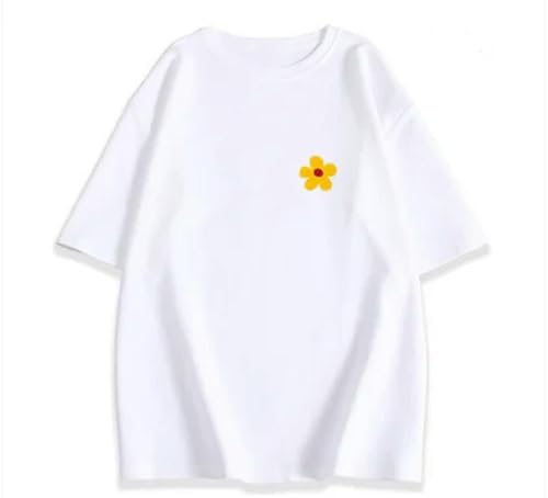 EUUDROBY T-Shirts für Damen Top-Halbe Ärmel 200 Kg Plusfett, Um Lose Baumwoll-T-Shirt-Frauen Kurzärmel Zu Erhöhen-Weiss-3Xl von EUUDROBY