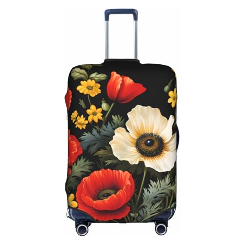 EVANEM The Old Hollywood Reisegepäck-Abdeckung, elastische Trolley-Koffer-Schutzhülle, kratzfester Koffer-Schutz, passend für 45,7 - 81,3 cm Gepäck, Rote Blume und weißes Gänseblümchen 2, L von EVANEM