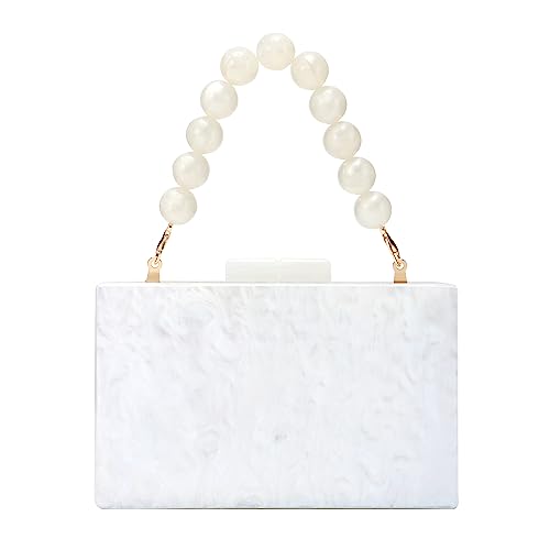 EVEOUT Damen Elegante Acryl Abendtasche Clutch mit Perlen-Handkette Marmorierte Umhängetasche Handtaschen für Party Abschlussball Hochzeit Brauttasche von EVEOUT