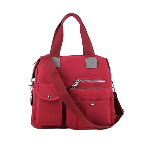 EVEOUT Damen Handtasche Multi Tasche Große Umhängetasche Hobo Taschen für Reise Arbeit Schule Camping Versand(Stil 2 weinrot) von EVEOUT