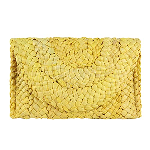EVEOUT Handtasche aus gewebtem Stroh für Damen Vintage Clutches Brieftasche Strand Urlaubstasche Gelb von EVEOUT