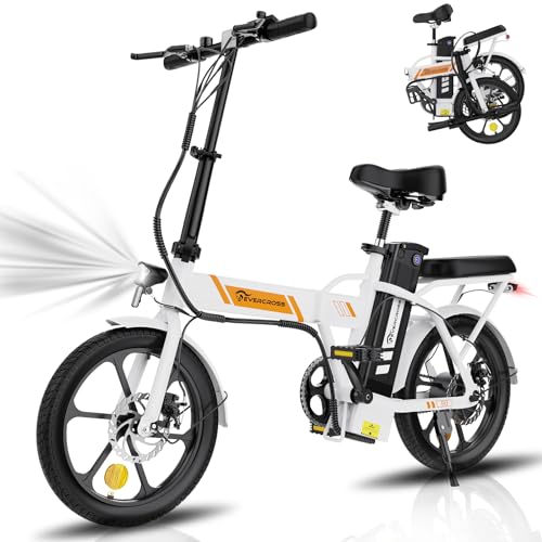 EVERCROSS EK5 Elektrofahrrad, 250W E Bike für Erwachsene, 20-45Km faltbares Elektrofahrrad, 15/20/25 KM/H, 16'' Elektrofahrrad für Erwachsene, 36V 8.4 AH elektrisches City Bike mit verstellbarem Sitz von EVERCROSS